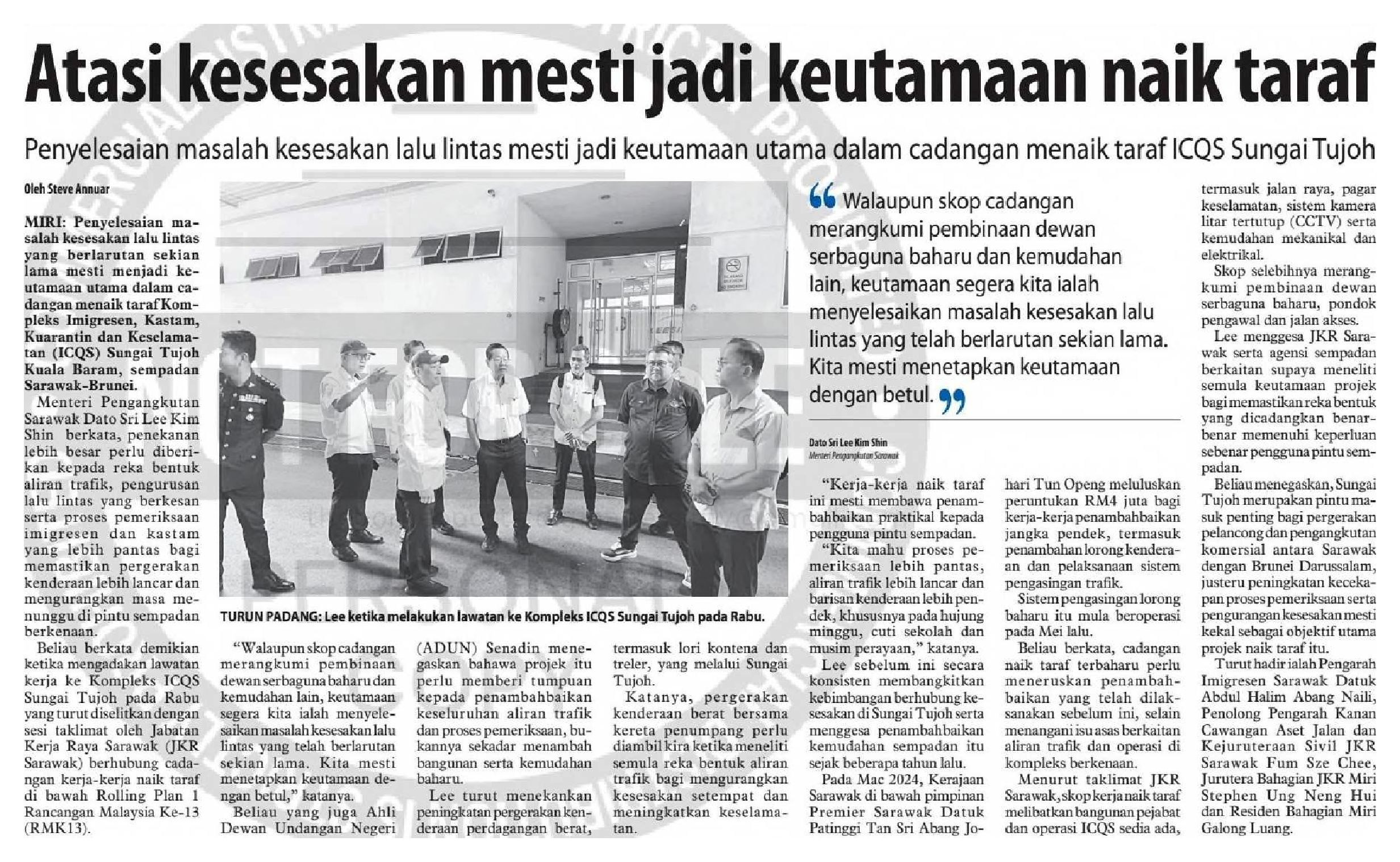 10 Okt 2026, Miri - Atasi kesesakan mesti jadi keutamaan naiktaraf (Utusan Borneo Sarawak)